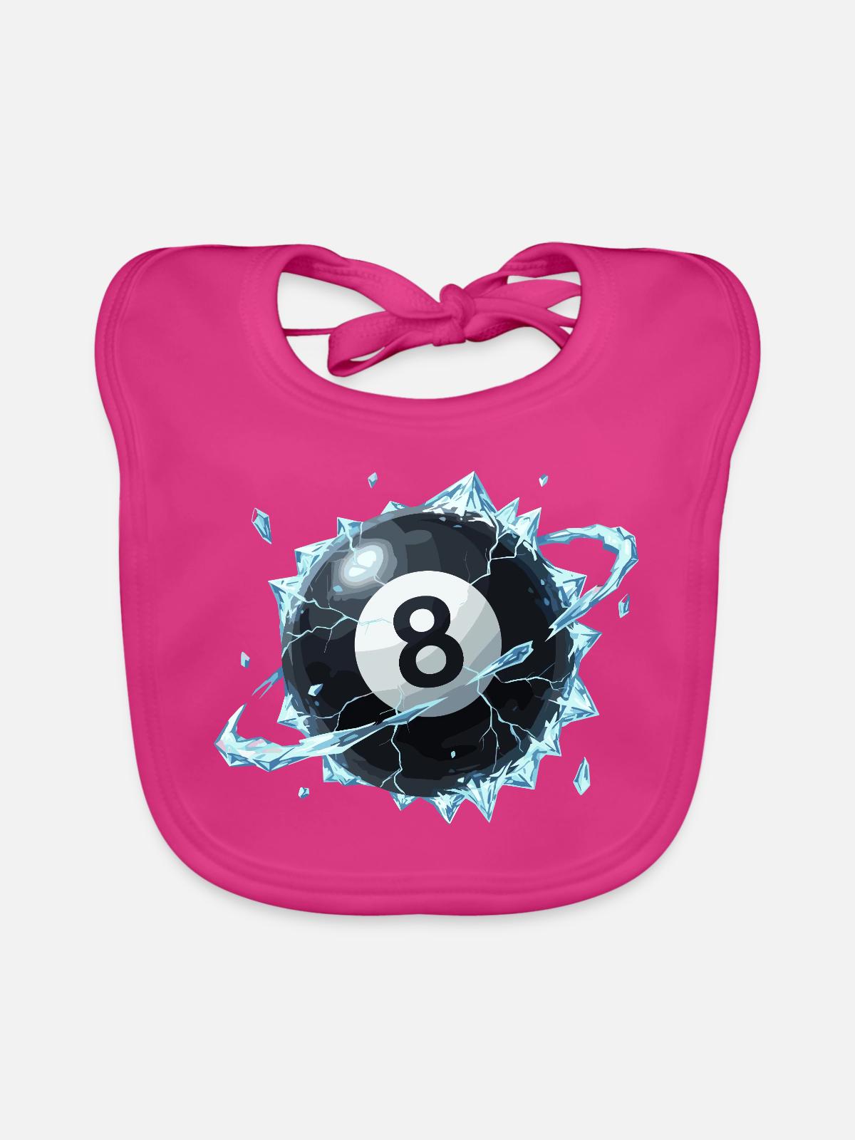 Eisiger 8-Ball Bruch - Baby Bio-Lätzchen - Fuchsia - Vorne