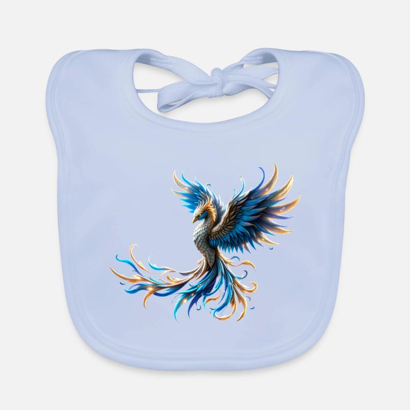 Phénix Bleu Feu Bavoir bio Bébé