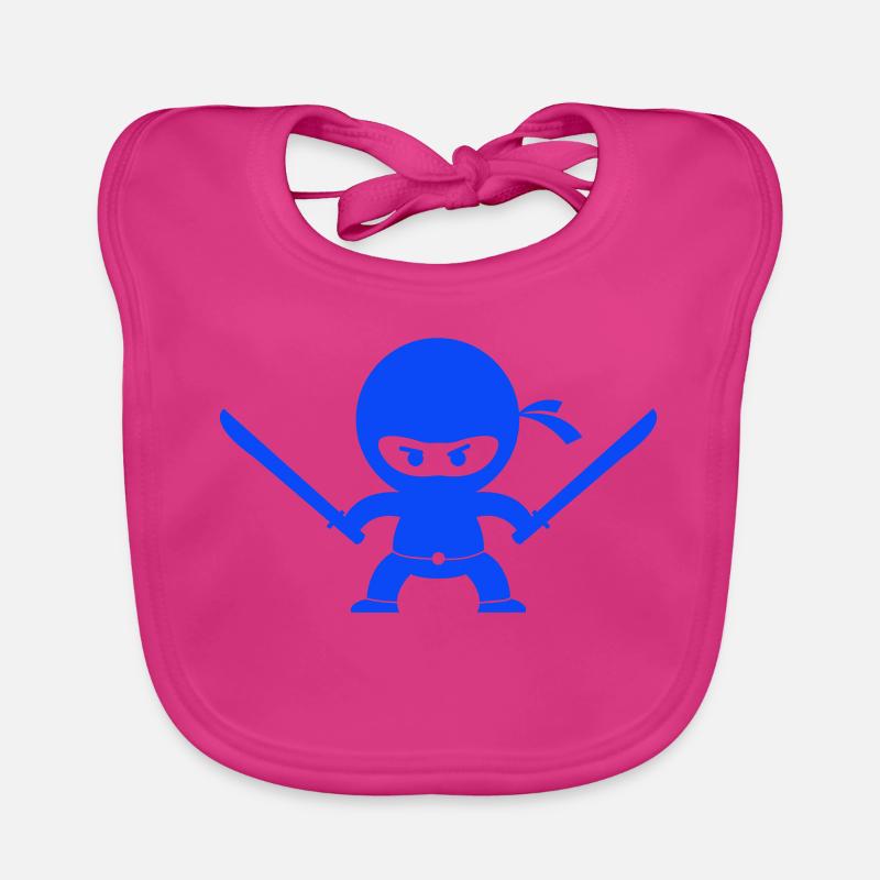 Blauer Ninja mit zwei Schwertern Baby Bio-Lätzchen