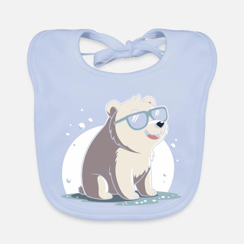 Chic polar bear in glasses Organic Baby Bibs