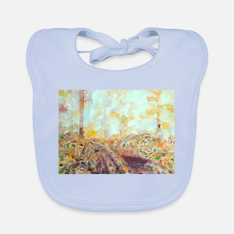 Forest watercolor landscape autumn Organic Baby Bibs