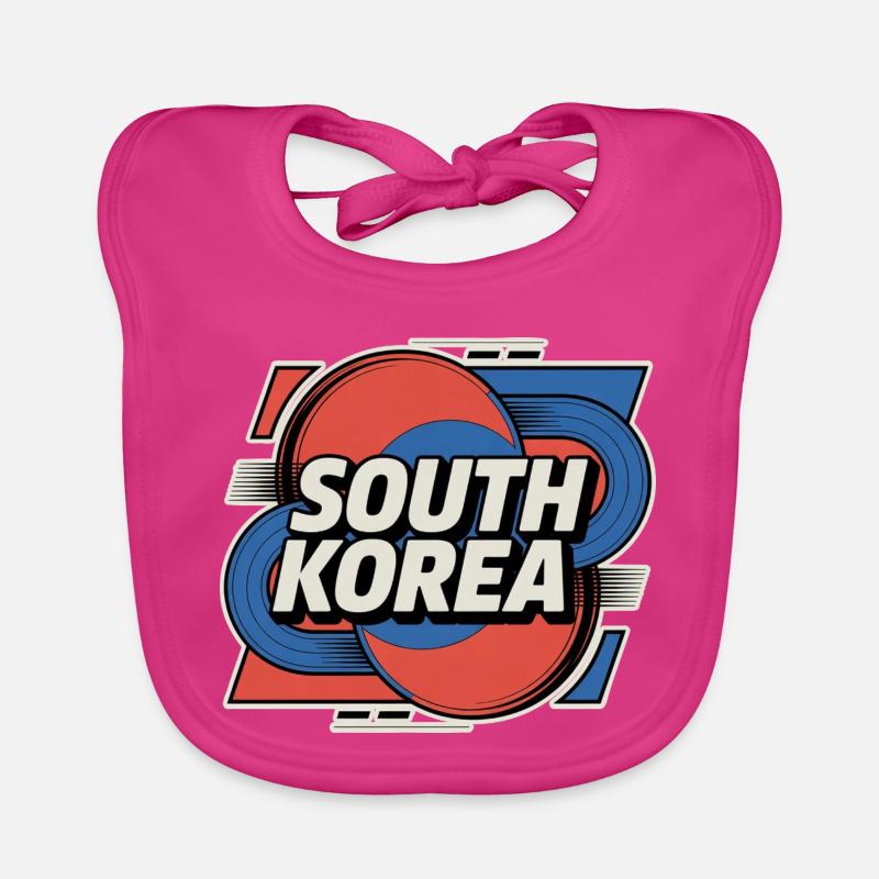 Corée du Sud - Bavoir bio Bébé - fuchsia