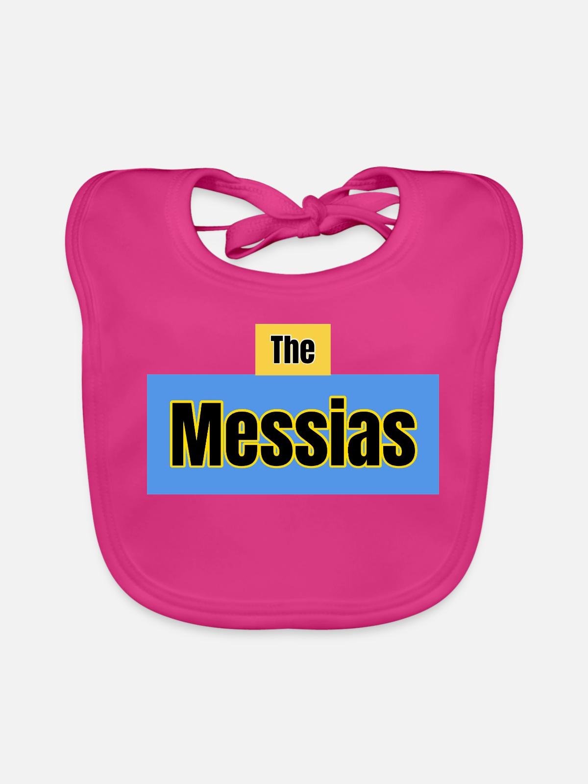 Der Messias-Typografie-Blau - Baby Bio-Lätzchen - Fuchsia - Vorne