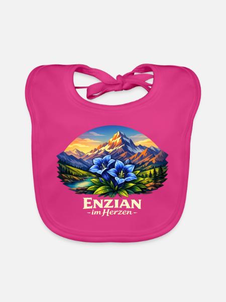 Enzian im Herzen - Baby Bio-Lätzchen - Fuchsia - Vorne