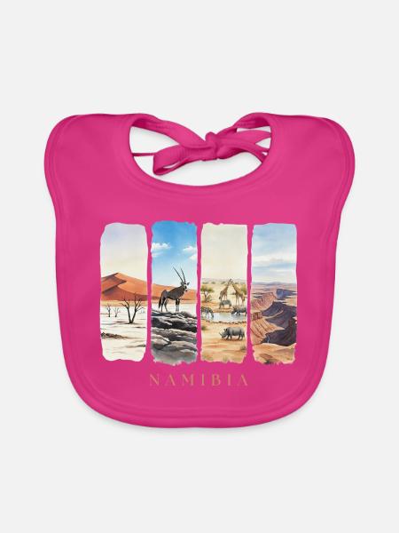 Namibia Urlaub Travel – Wüste Safari & Natur - Baby Bio-Lätzchen - Fuchsia