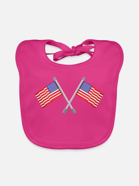 Flagge der Vereinigten Staaten - Baby Bio-Lätzchen - Fuchsia - Vorne