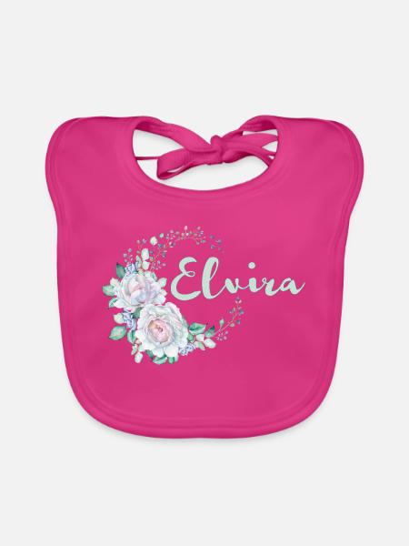 Elvira Blumenkranz in Pastell - Baby Bio-Lätzchen - Fuchsia