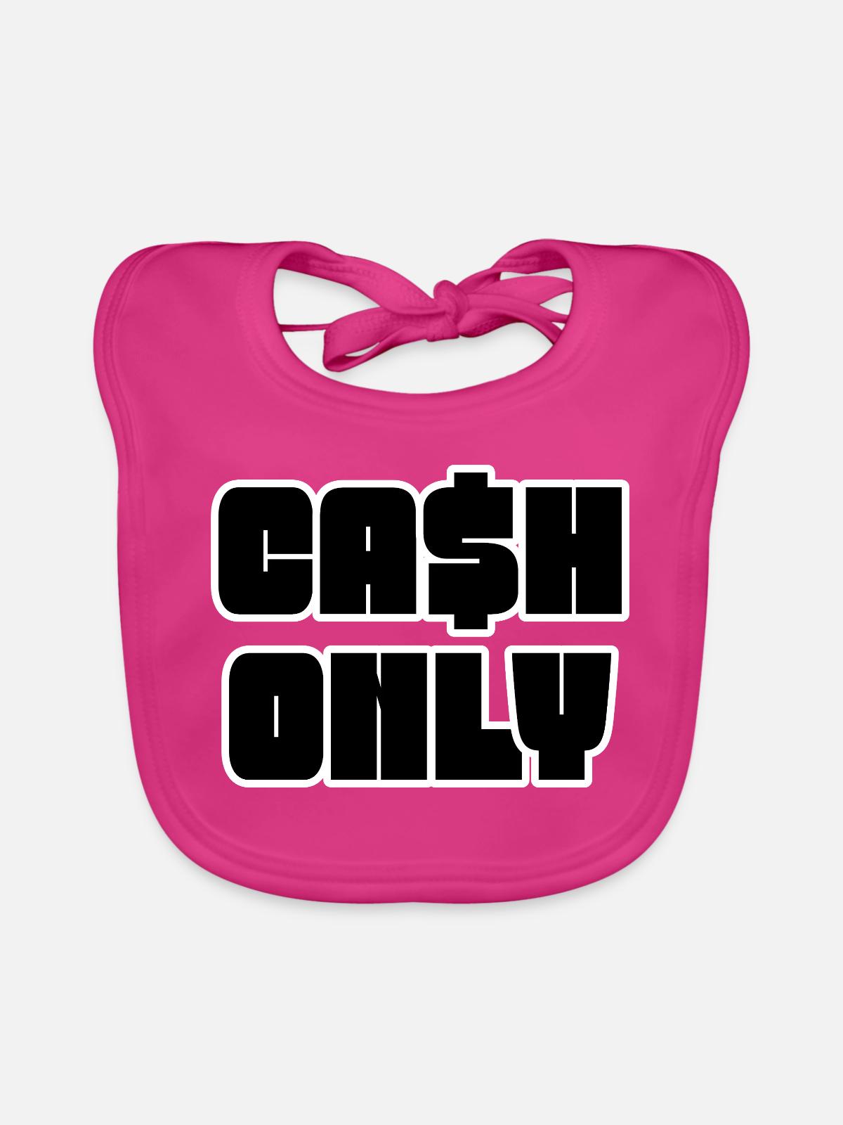 Nur Bargeld Schablone Schwarz - Baby Bio-Lätzchen - Fuchsia - Vorne