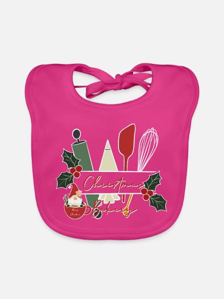 Weihnachtsbackdesign - Baby Bio-Lätzchen - Fuchsia