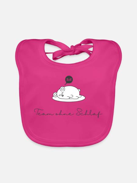 Schlafloses Team Schlafbär - Baby Bio-Lätzchen - Fuchsia - Vorne