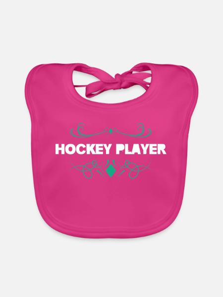 Eishockeyspieler Ornament - Baby Bio-Lätzchen - Fuchsia