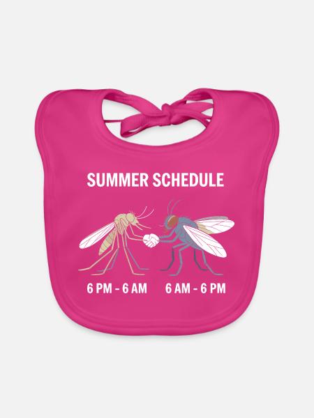 Mücke Fliege Summer Schedule Mückenstich Mücken - Baby Bio-Lätzchen - Fuchsia - Vorne