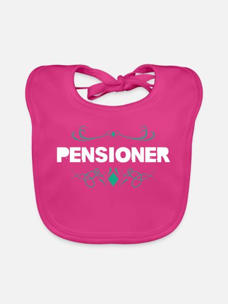 Pensioner Ornament Schriftzug - Baby Bio-Lätzchen - Fuchsia - Vorne