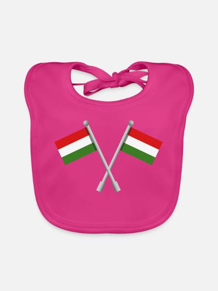 Ungarische Flagge - Baby Bio-Lätzchen - Fuchsia - Vorne