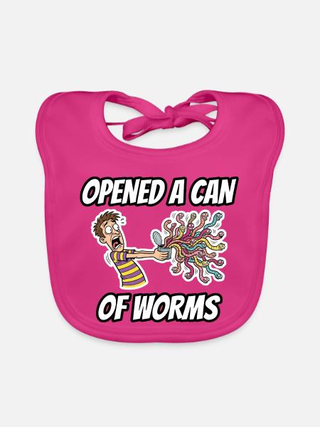 Hat eine Büchse der Pandora geöffnet – lustige Idiom-Zeichentrickserie - Baby Bio-Lätzchen - Fuchsia - Vorne
