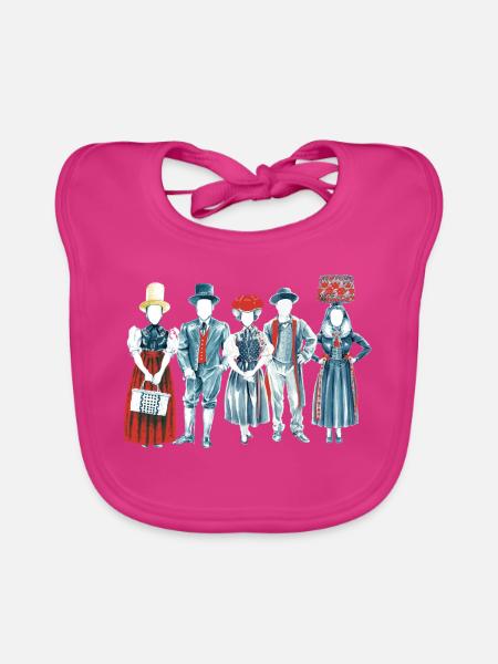 Trachtenquintett - Schwarzwälder Tracht - Baby Bio-Lätzchen - Fuchsia - Vorne