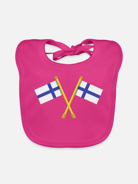 Finnische Flagge - Baby Bio-Lätzchen - Fuchsia