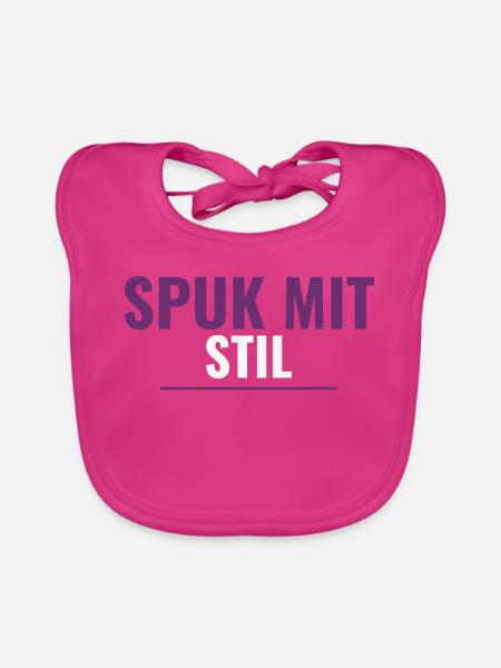 Spuk mit Stil – Dezentes Halloween-Shirt - Baby Bio-Lätzchen - Fuchsia - Vorne