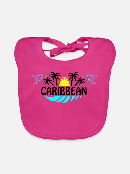 Sonnenhummingbird Neon Silhouette - Baby Bio-Lätzchen - Fuchsia - Vorne