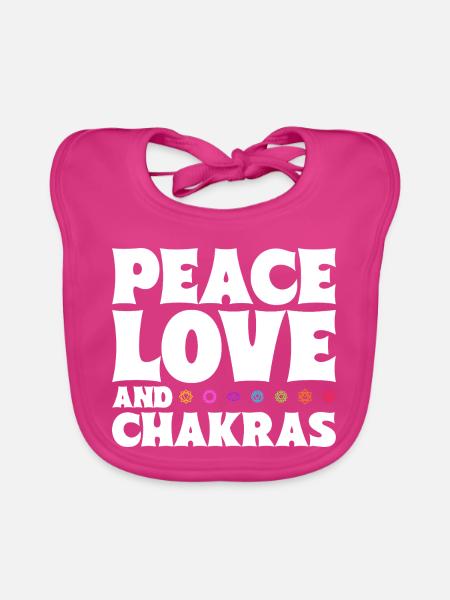 Frieden, Liebe und Chakras - Baby Bio-Lätzchen - Fuchsia - Vorne
