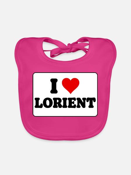 Ich liebe Lorient, ich liebe Lorient – Ich liebe Stadt - Baby Bio-Lätzchen - Fuchsia - Vorne