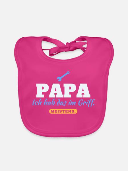 Papa Ich hab das im Griff Meistens Vatertag Papa - Baby Bio-Lätzchen - Fuchsia - Vorne