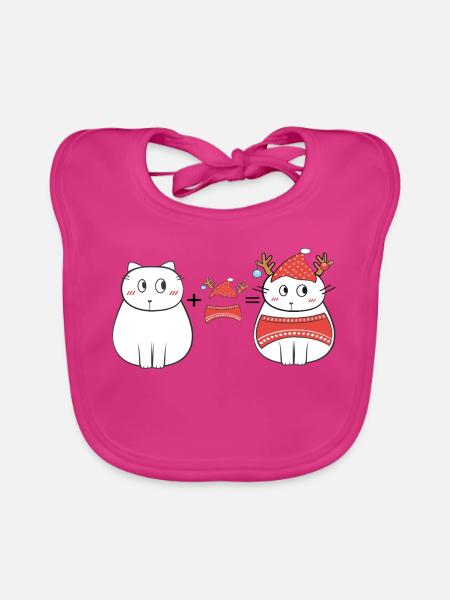 Weihnachten Katze - Baby Bio-Lätzchen - Fuchsia
