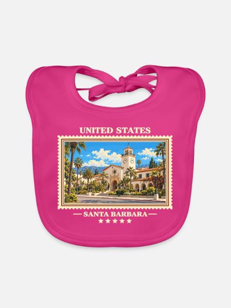 Vereinigte Staaten Santa Barbara Vintage Marke - Baby Bio-Lätzchen - Fuchsia - Vorne