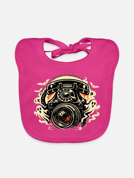 Flammenkamera Retro-Ästhetik - Baby Bio-Lätzchen - Fuchsia - Vorne