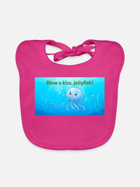 Blas einen Kuss Qualle - Baby Bio-Lätzchen - Fuchsia - Vorne