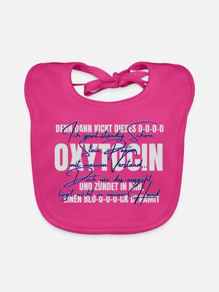 Ich_spiel_staendig_Schere-_Stein-_Papier_mit_m - Baby Bio-Lätzchen - Fuchsia - Vorne