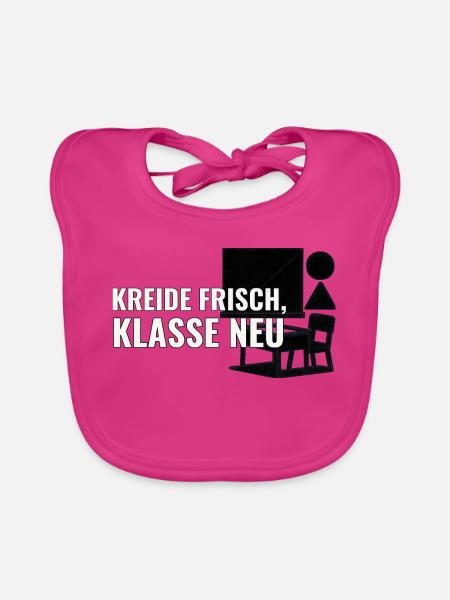 Geschenk für Lehrkräfte zum Start an neuer Schule - Baby Bio-Lätzchen - Fuchsia - Vorne