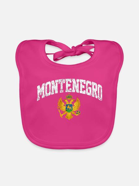 Montenegro - Wappen - Adler - Balkan - Baby Bio-Lätzchen - Fuchsia - Vorne