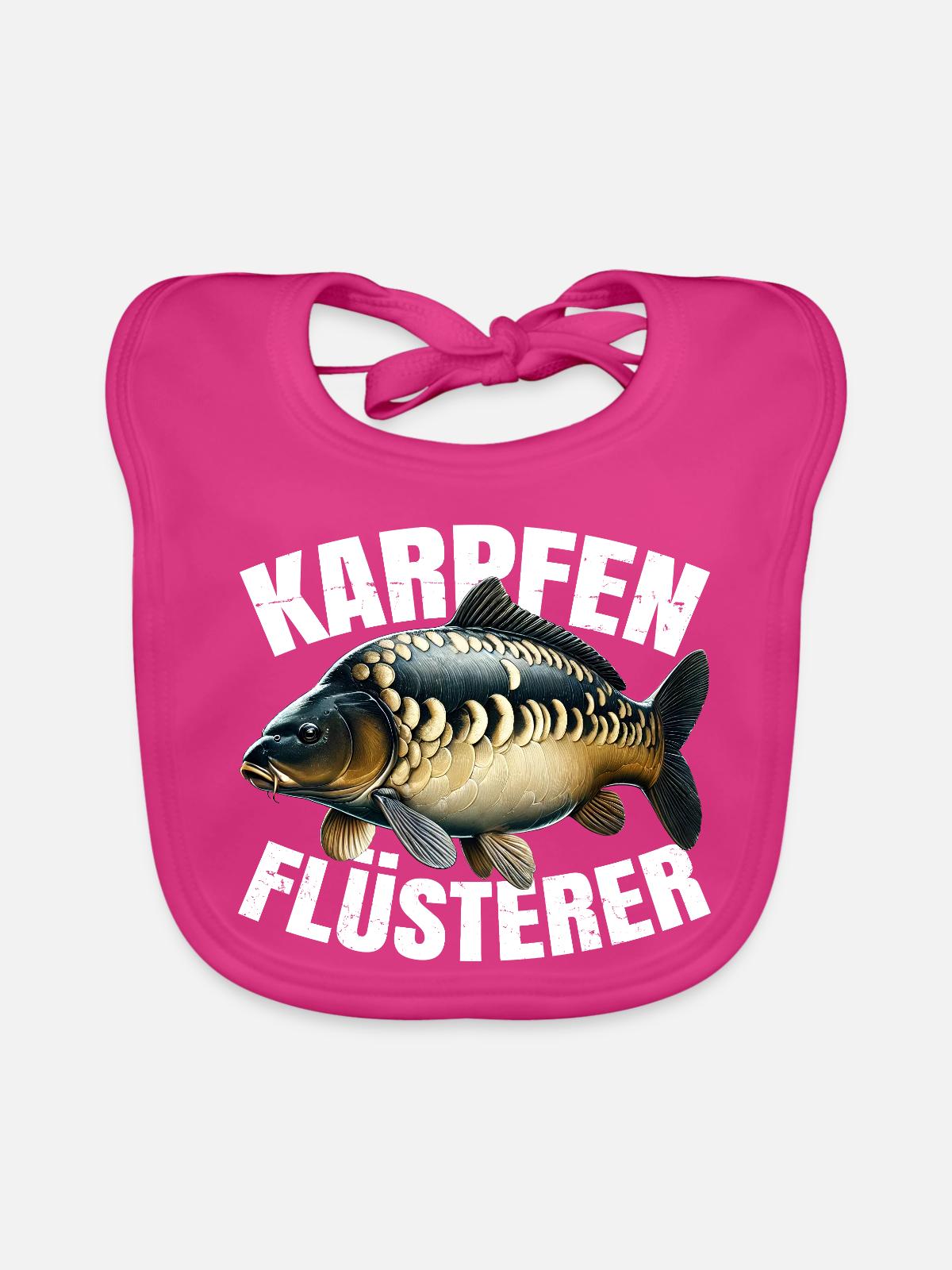 Karpfenangeln - Baby Bio-Lätzchen - Fuchsia - Vorne
