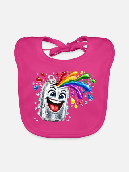 Fröhliche Farbdusche aus Dose - Baby Bio-Lätzchen - Fuchsia - Vorne