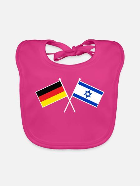 Germany x Israel Crossed Friendship Flags - Baby Bio-Lätzchen - Fuchsia - Vorne