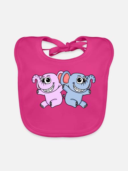 Mädchen Junge Zwillinge - Baby Bio-Lätzchen - Fuchsia - Vorne