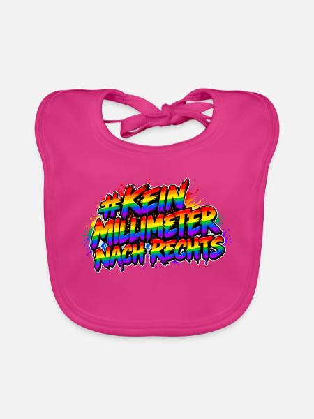 Kein Millimeter Nach Rechts Rainbow - Baby Bio-Lätzchen - Fuchsia - Vorne