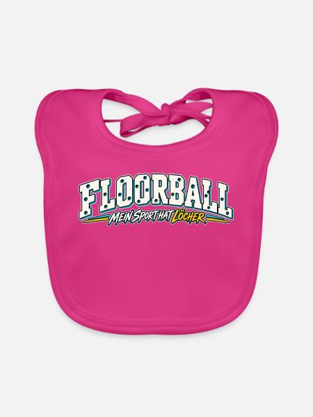 Floorball Löcher Humor Design - Baby Bio-Lätzchen - Fuchsia - Vorne