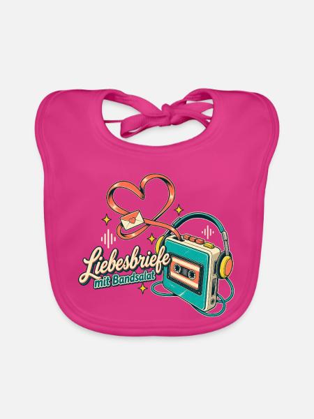 Kassette Mixtape Bandsalat Retro Nostalgie - Baby Bio-Lätzchen - Fuchsia - Vorne