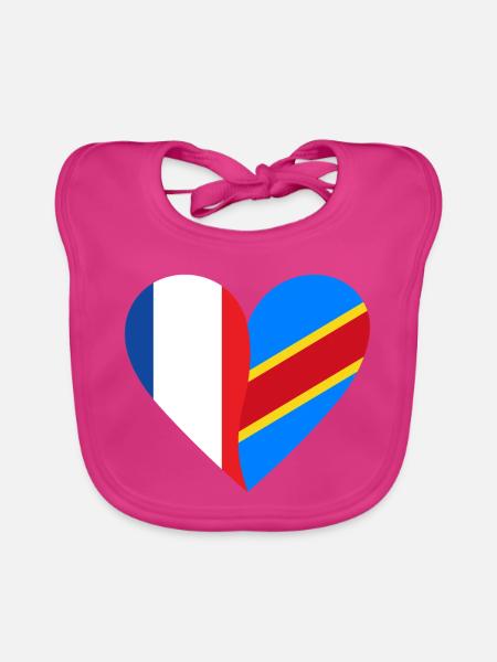 France RDC | Cadeau Franco-Congolais - Baby Bio-Lätzchen - Fuchsia