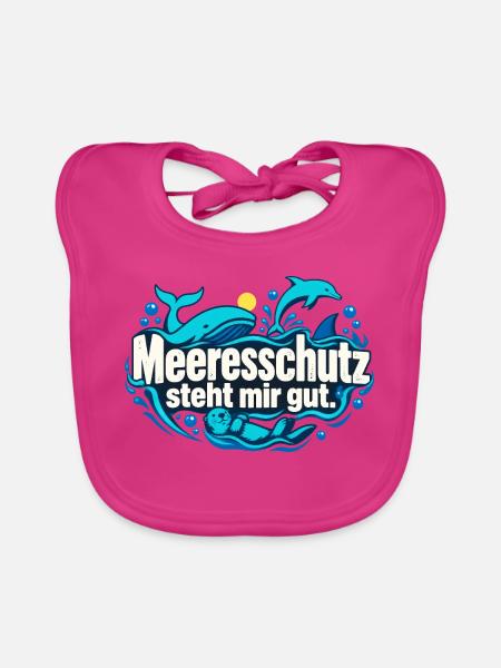 Meeresschutz Ozeanfreund Meerestiere - Baby Bio-Lätzchen - Fuchsia - Vorne