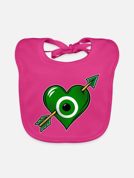 Nazarherz im Pop-Art-Stil Grün - Baby Bio-Lätzchen - Fuchsia