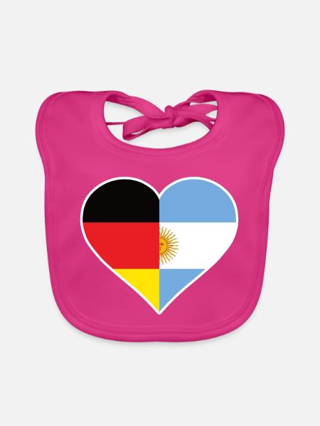 Deutschland Argentinien Herz | Geschenk Paar - Baby Bio-Lätzchen - Fuchsia
