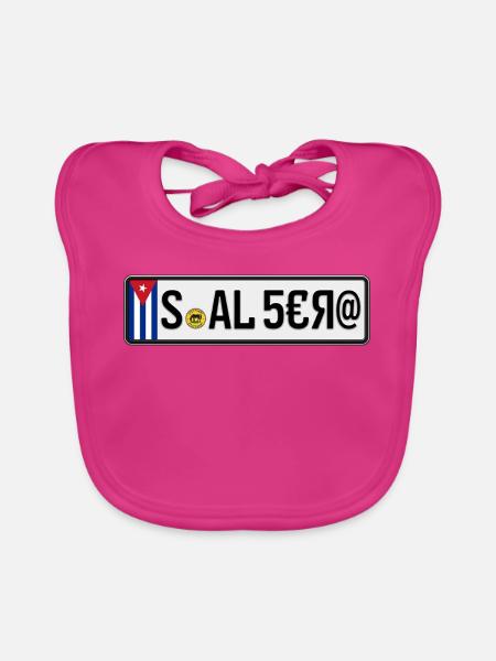 Kuba Kfz-Kennzeichen S-AL 5€Я@ - Baby Bio-Lätzchen - Fuchsia