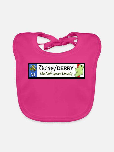 Derry Oak Leaf County Heritage Banner - Baby Bio-Lätzchen - Fuchsia - Vorne
