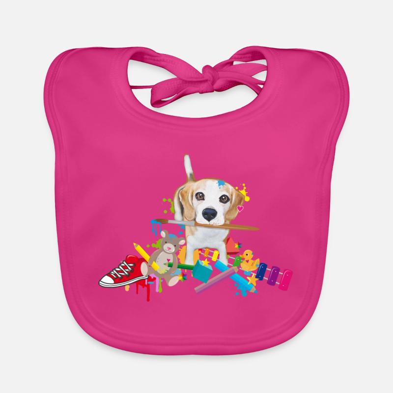 beagle with a brush Organic Baby Bibs