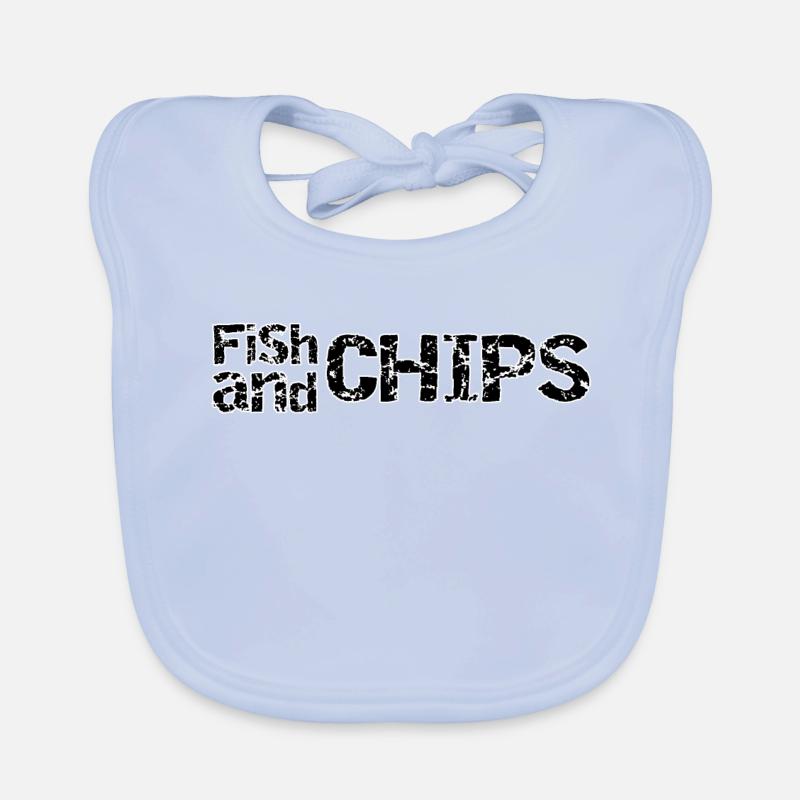 Fish and Chips Retro Ragged Organic Baby Bibs