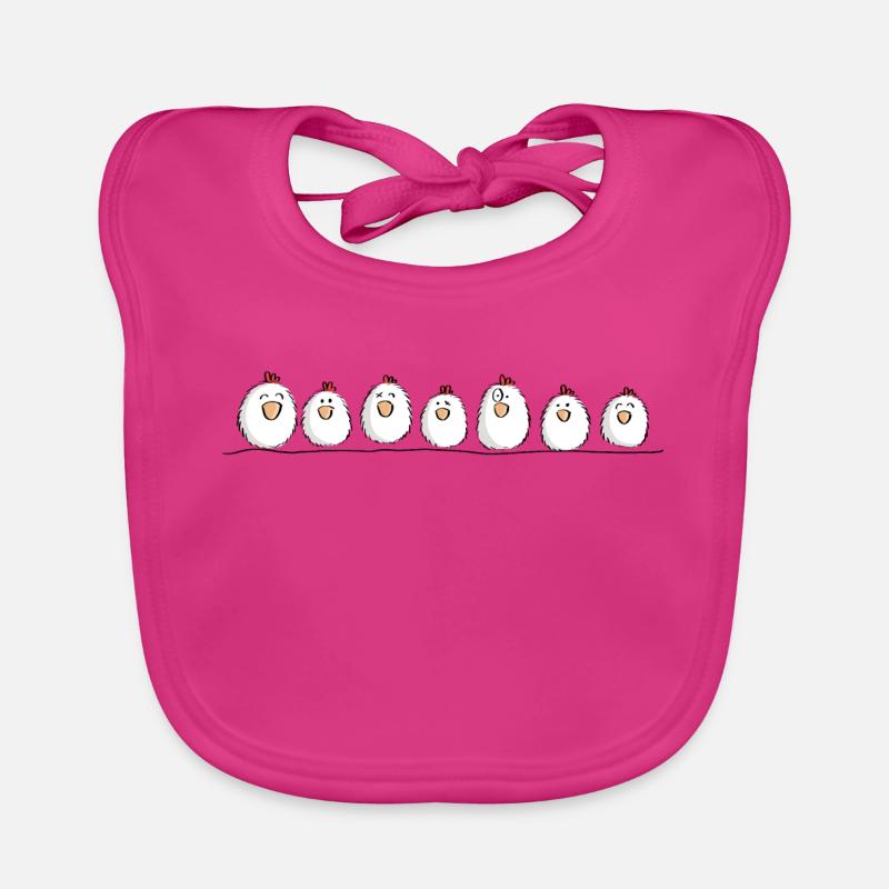 Poulets sur le poulet - Bavoir bio Bébé - fuchsia