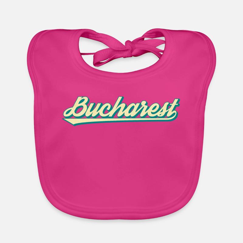 Bucharest Retro Script Organic Baby Bibs